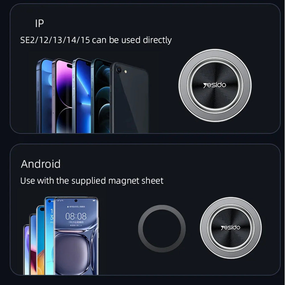 Suporte Auto Magnético Yesido C179, Universal, Preto