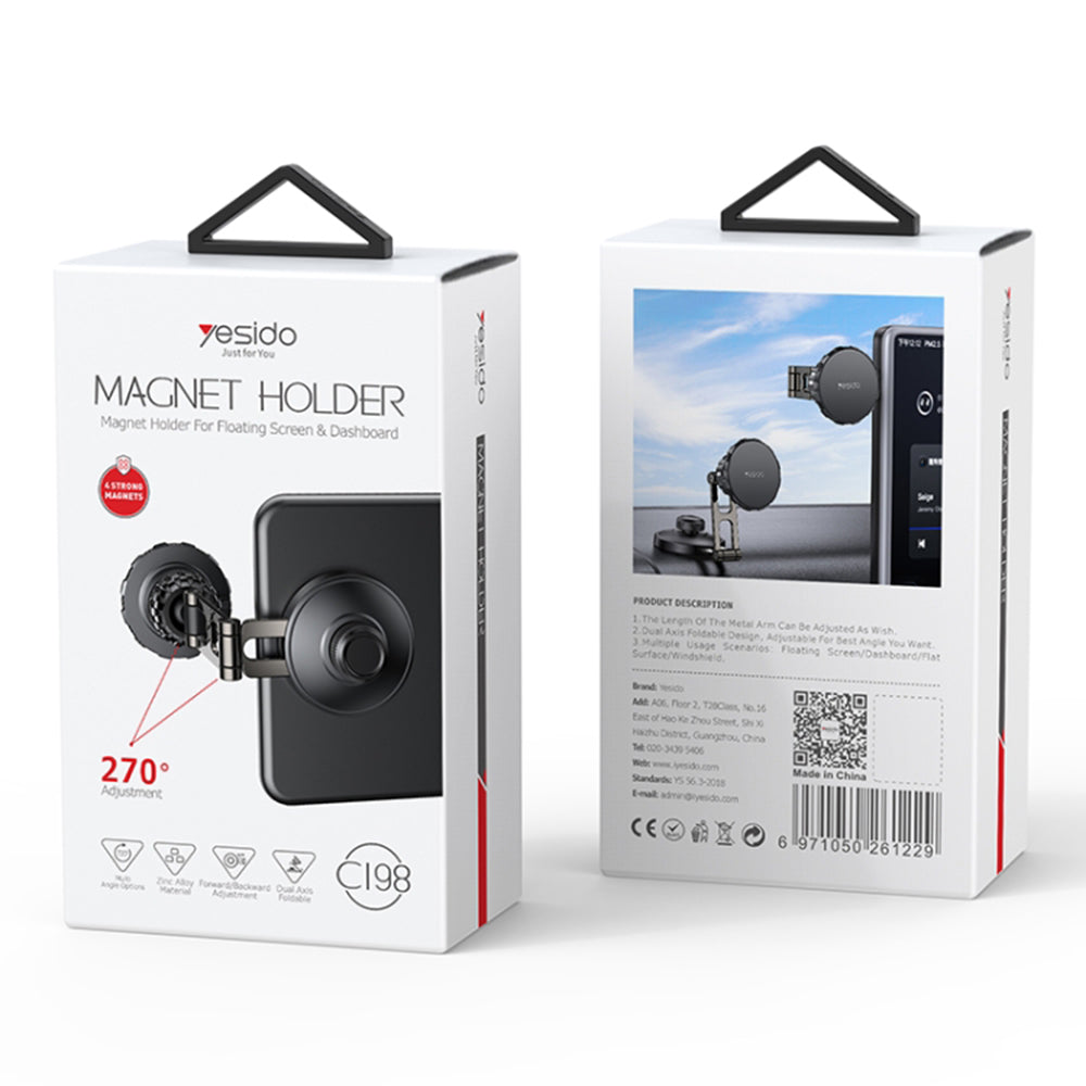 Suporte Auto Magnético Yesido C198, Universal, Cinzento