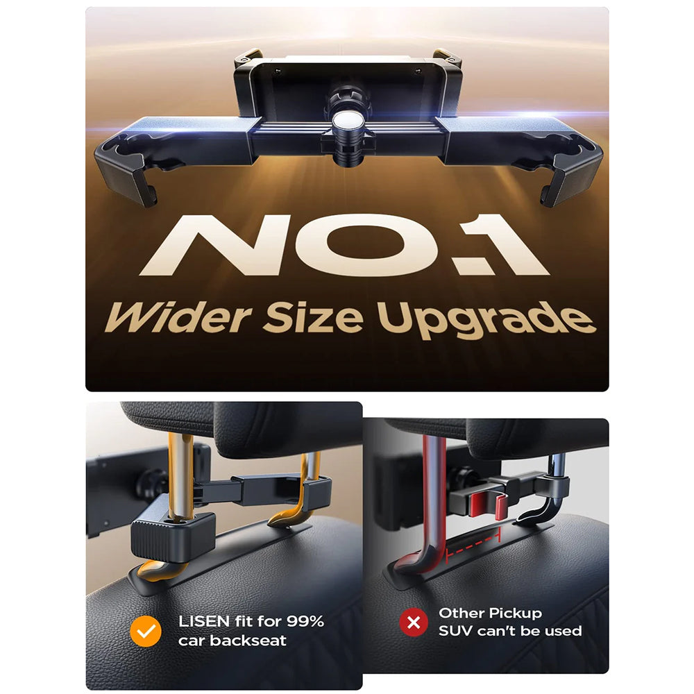 Suporte Auto para Encosto de Cabeça Lisen para Telefone / Tablet, 4.7inch - 12.9inch, Preto YL0221030002