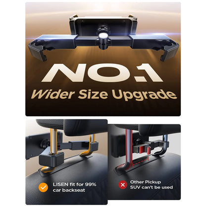 Suporte Auto para Encosto de Cabeça Lisen para Telefone / Tablet, 4.7inch - 12.9inch, Preto YL0221030002