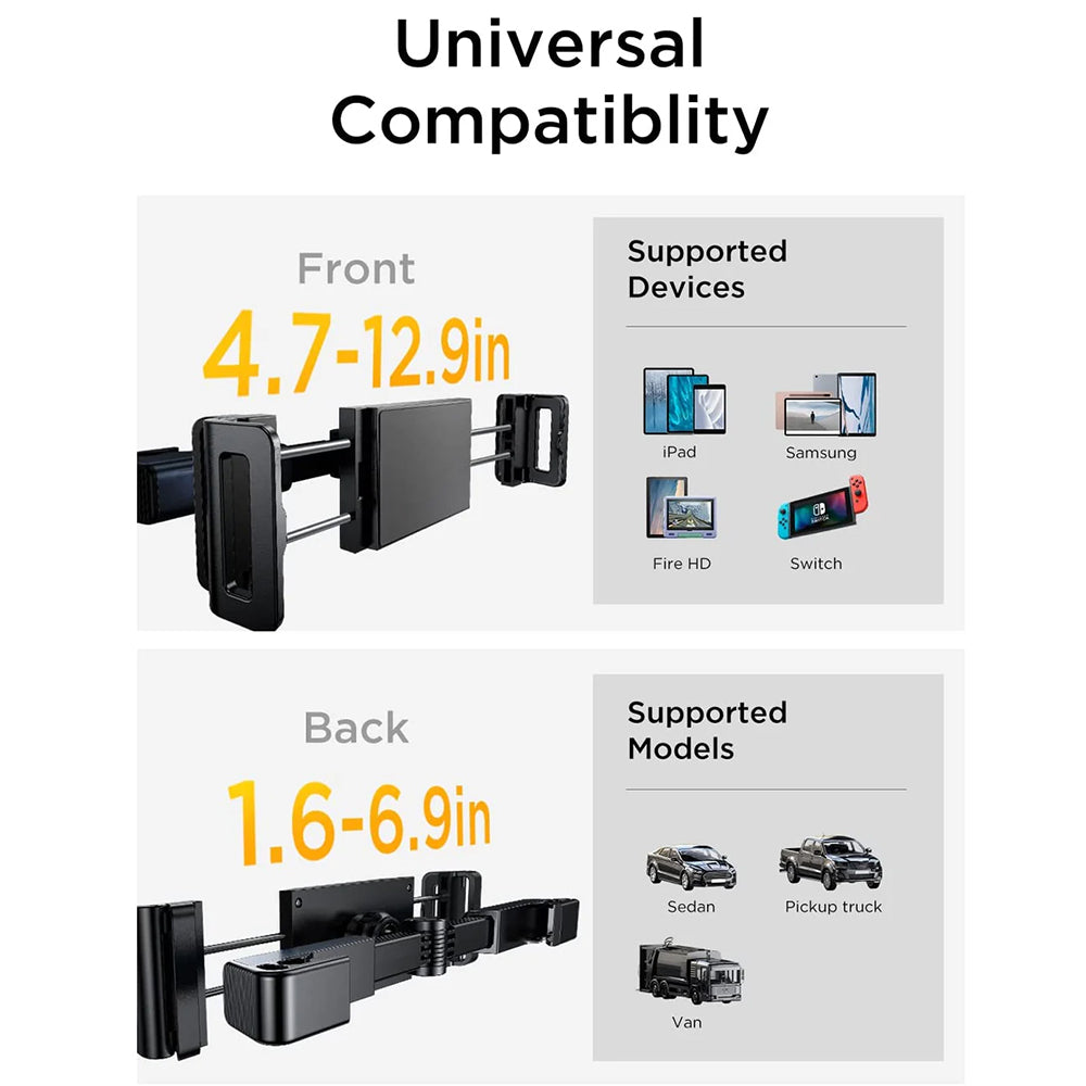 Suporte Auto para Encosto de Cabeça Lisen para Telefone / Tablet, 4.7inch - 12.9inch, Preto YL0221030002