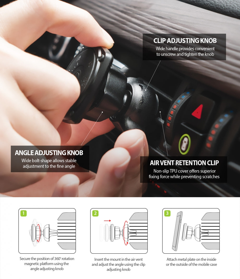 Suporte Automóvel Magnético Ringke Power Clip, Universal, Preto