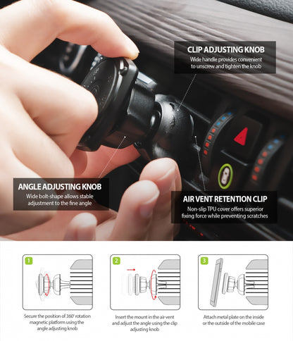 Suporte Automóvel Magnético Ringke Power Clip, Universal, Preto
