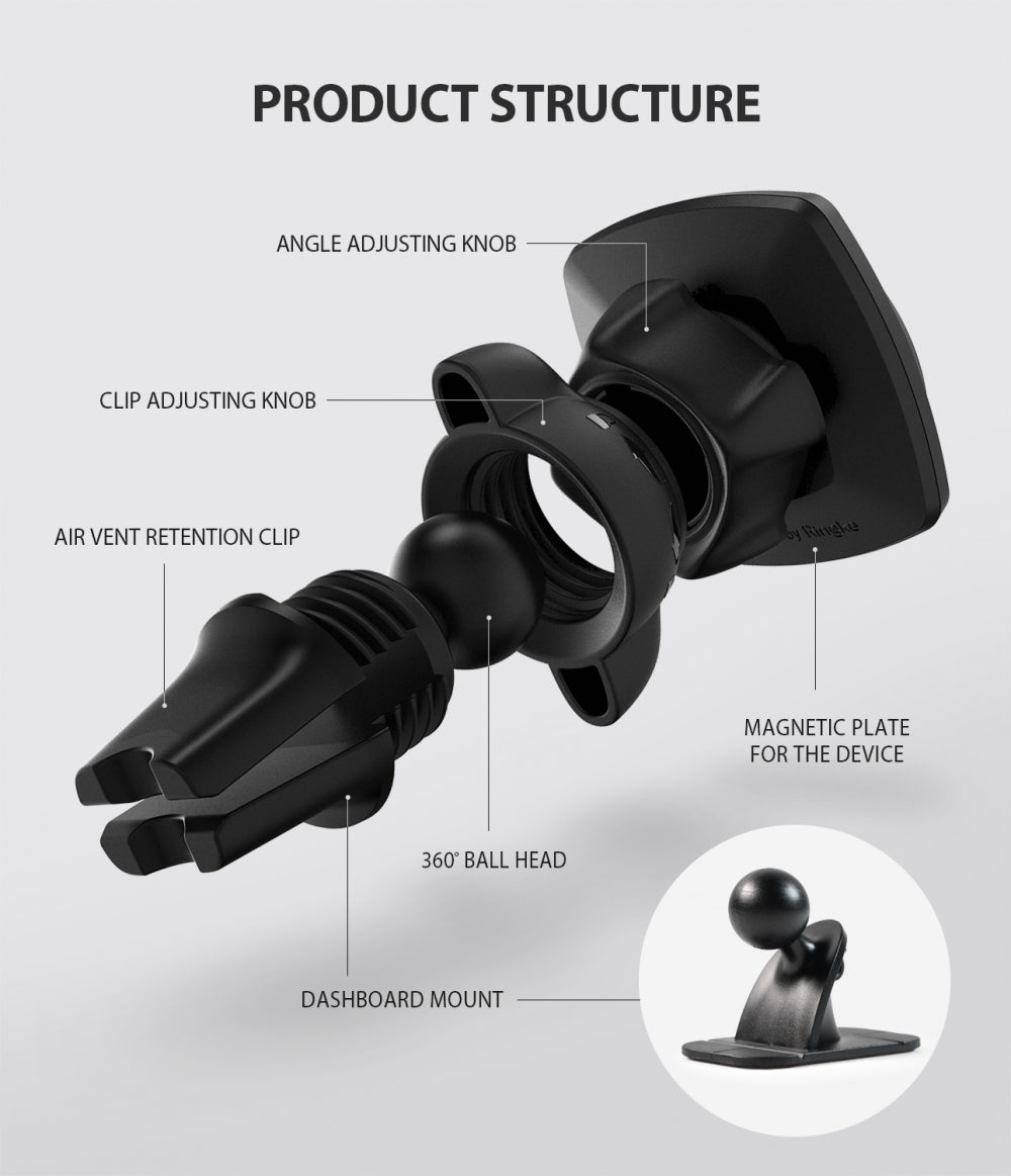 Suporte Automóvel Magnético Ringke Power Clip, Universal, Preto