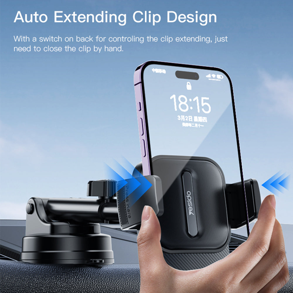 Suporte Auto Yesido C174, 4 polegadas - 6.7 polegadas, Preto