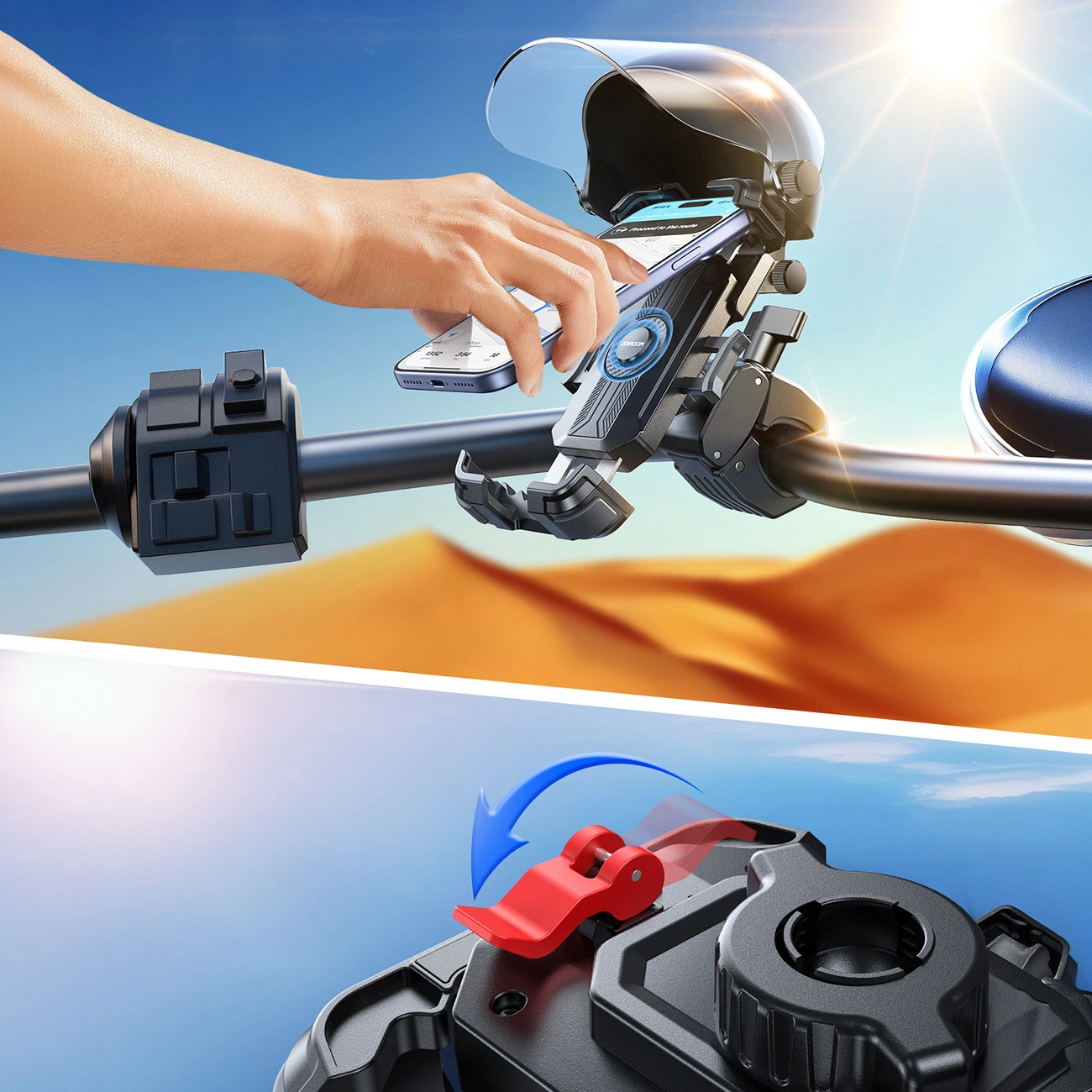 Suporte para Bicicleta e Motociclo com Protetor Solar Joyroom JR-ZS526, 4.7polegadas - 7polegadas, Preto