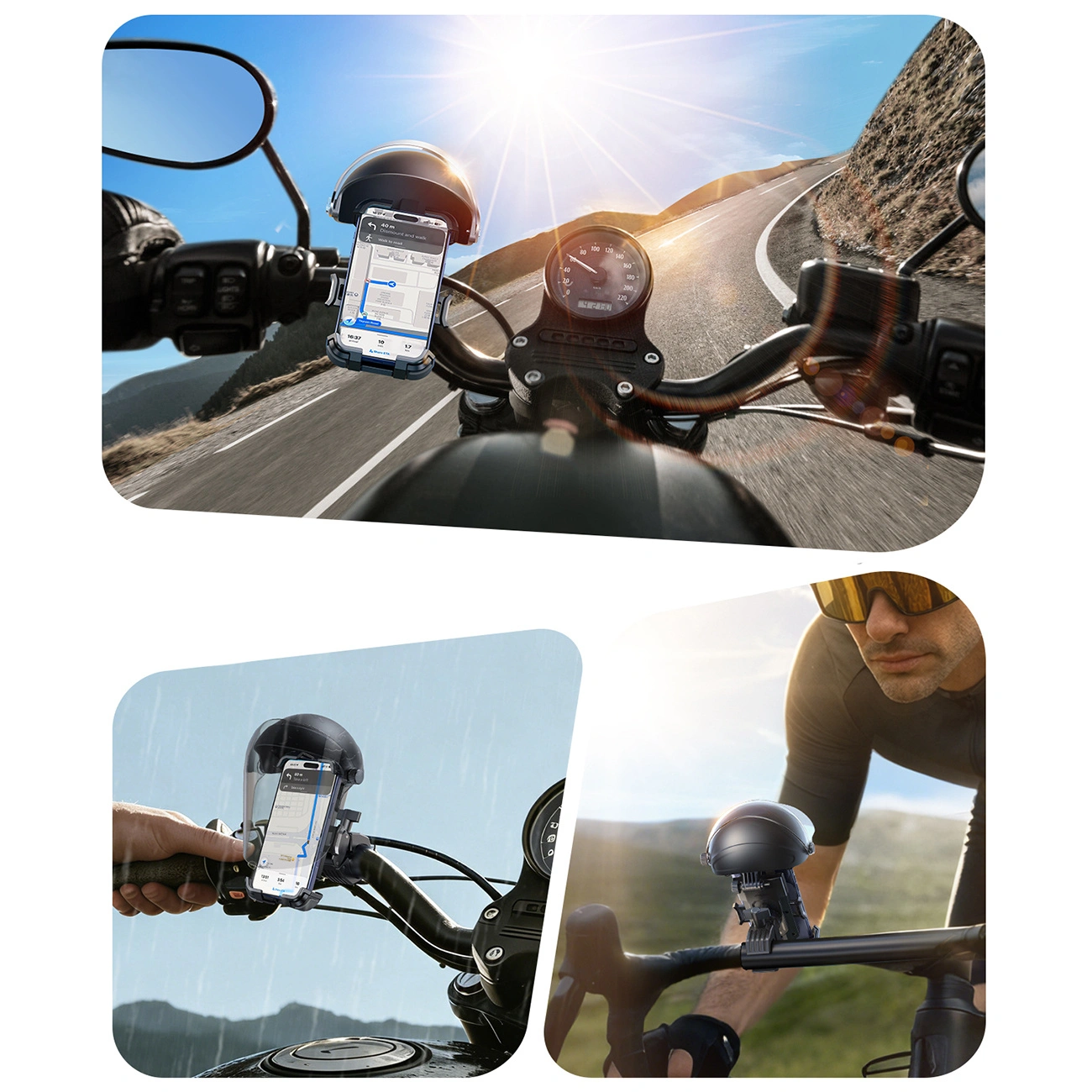 Suporte para Bicicleta e Motociclo com Protetor Solar Joyroom JR-ZS526, 4.7polegadas - 7polegadas, Preto