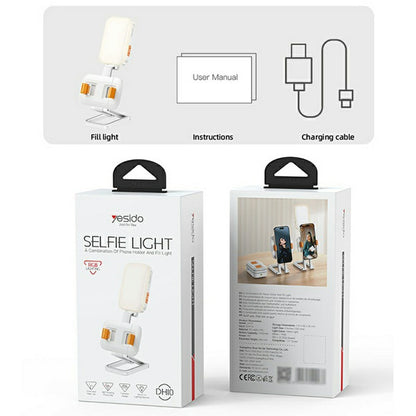 Suporte de Secretária Selfie Light Yesido DH10, 4.7 polegadas - 7 polegadas, Branco
