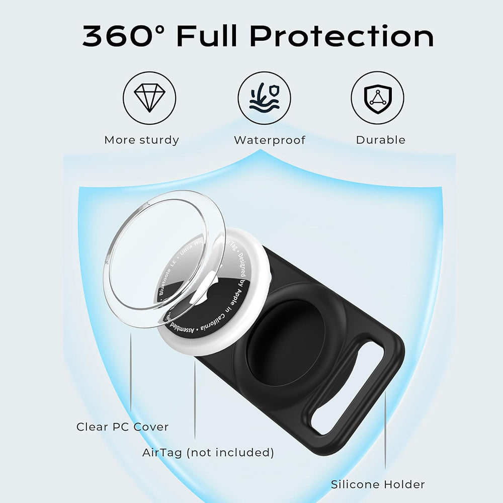 Suporte Techsuit BuddyGuard DG1 para Apple AirTag na Coleira de Animal de Estimação, Preto