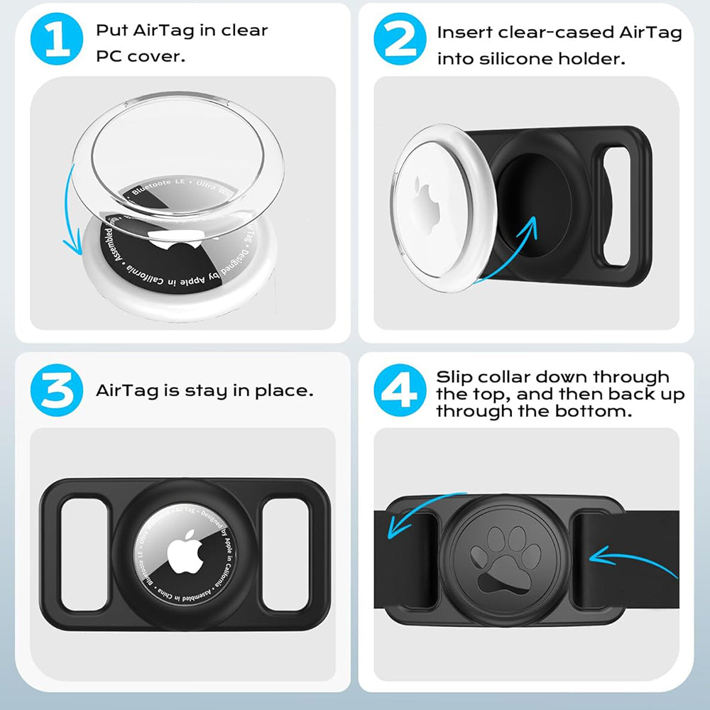 Suporte Techsuit BuddyGuard DG1 para Apple AirTag na Coleira de Animal de Estimação, Preto