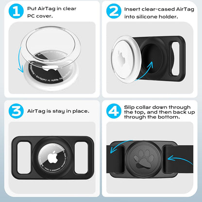 Suporte Techsuit BuddyGuard DG1 para Apple AirTag na Coleira de Animal de Estimação, Preto