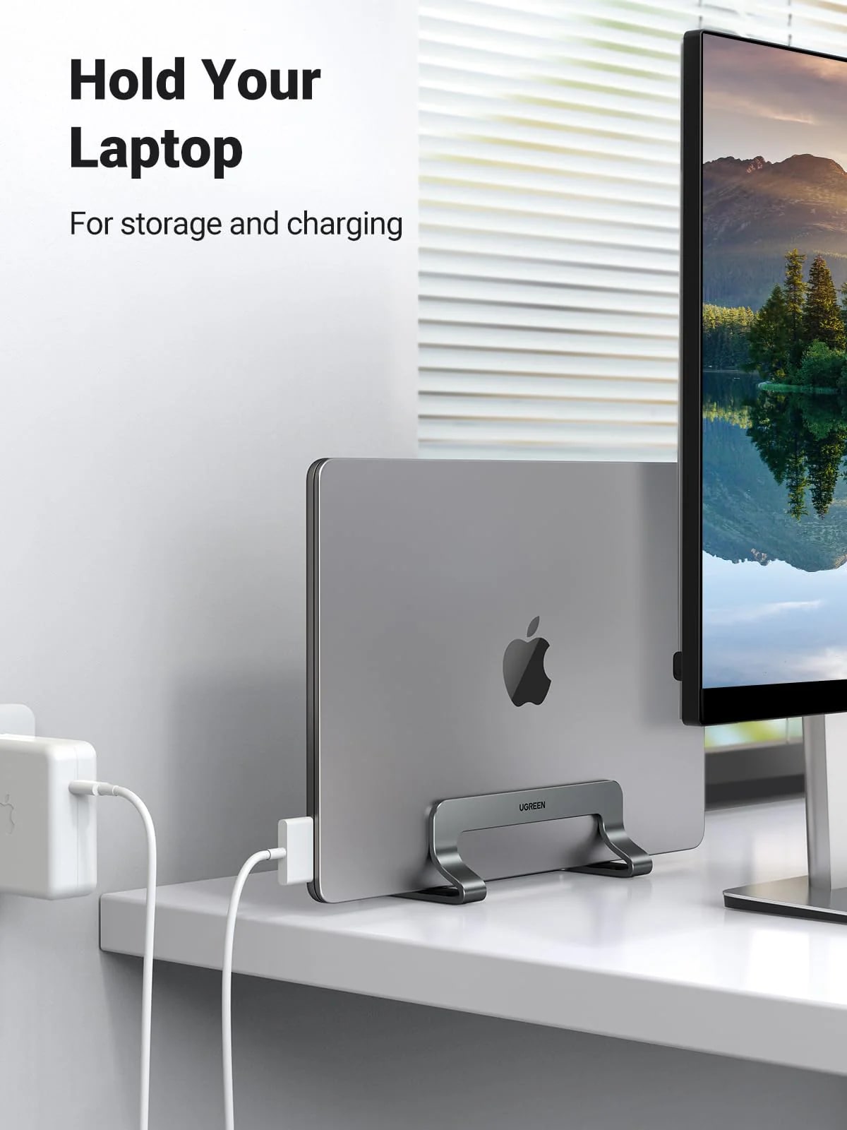 Suporte Vertical UGREEN LP258 para Laptop com espessura 12mm - 26mm, Prateado