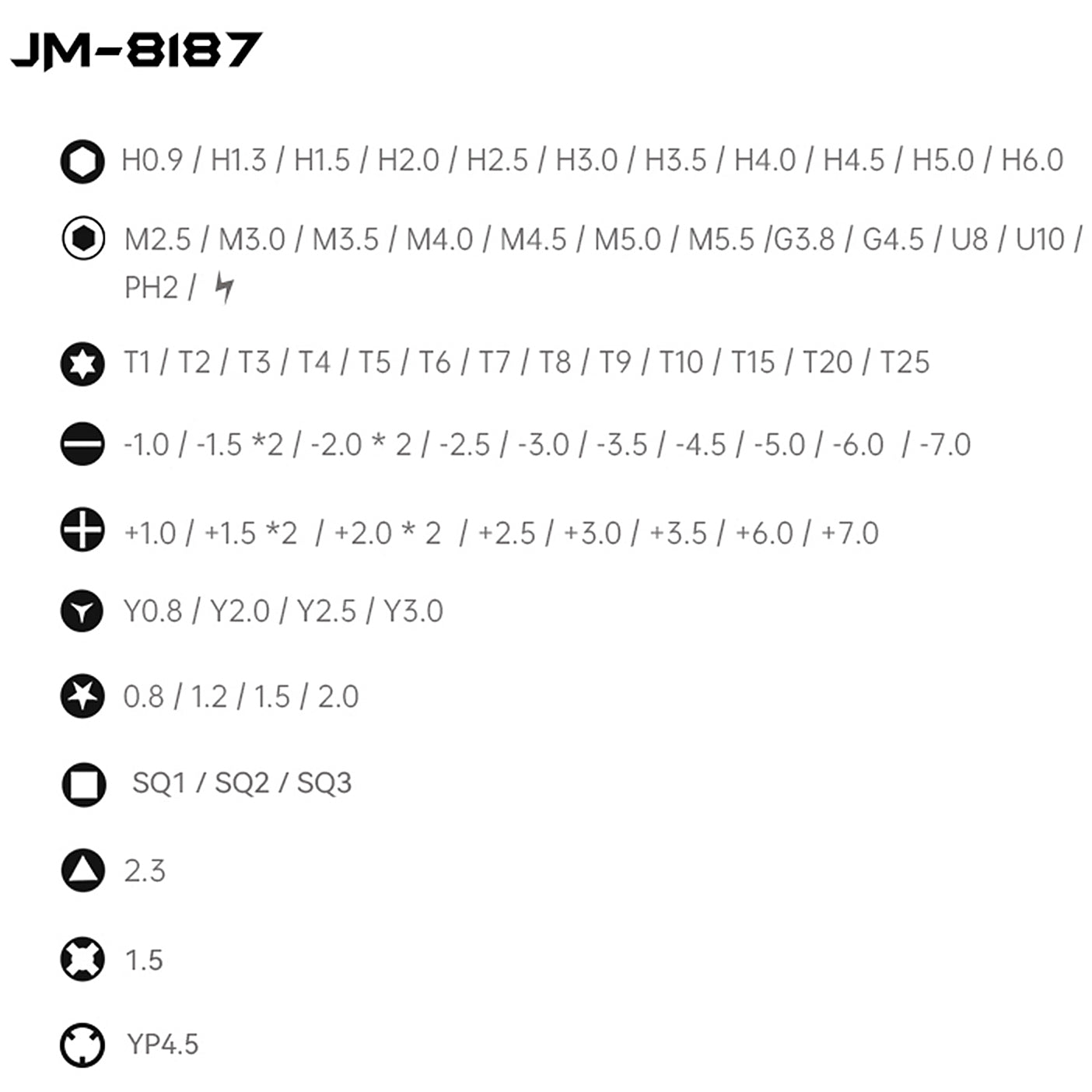 Chave de fendas Jakemy JM-8187, 83em1, Prateada