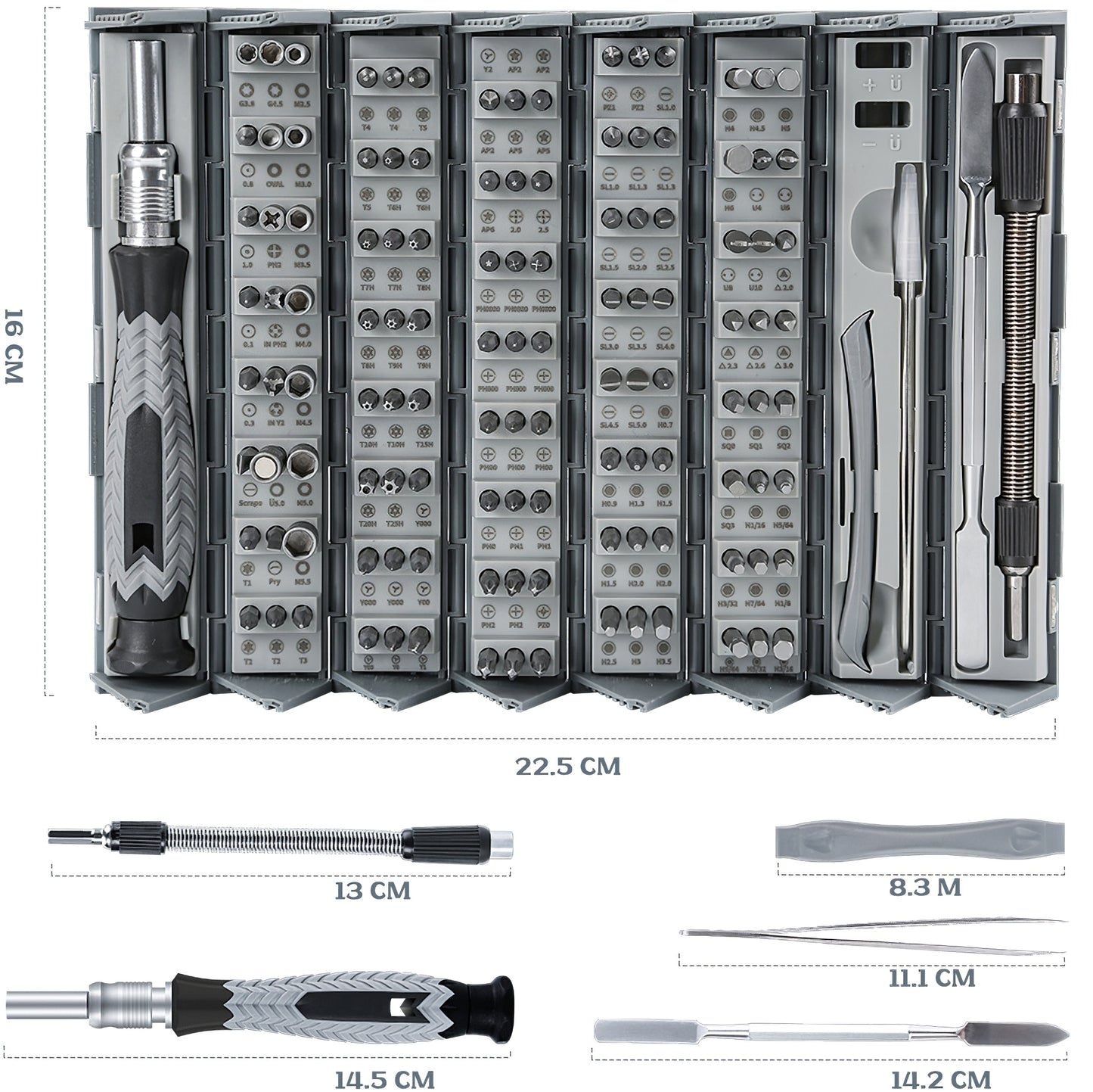 Chave de fendas OEM, 126in1, Cinzento 