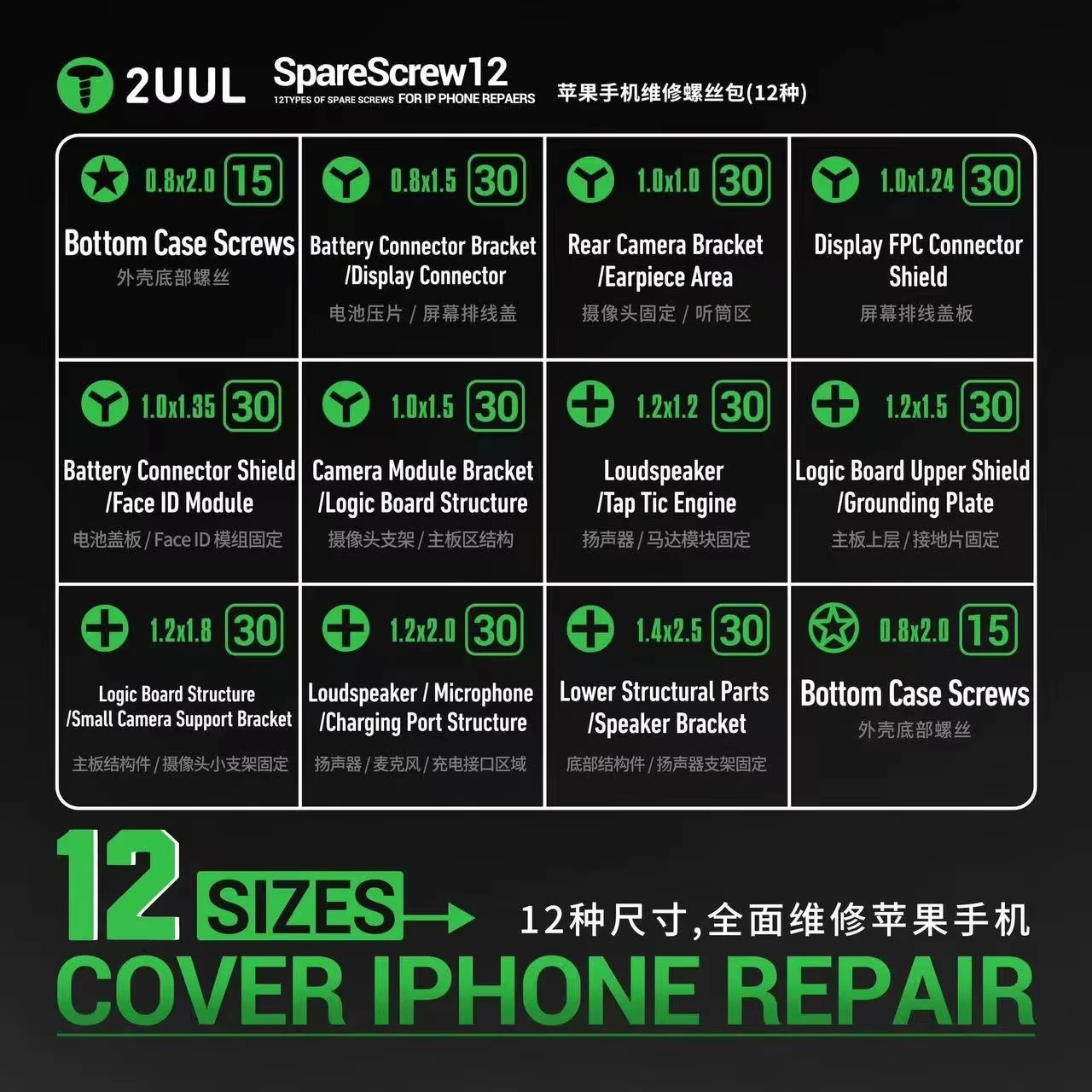 Parafusos 2UUL SC22 para Apple iPhone Series, 330em1