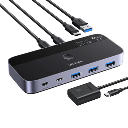 Switch USB UGREEN CM691 (45784), 3 x USB-A 3.2 - 1 x USB-C - 1 x miniUSB, Preto