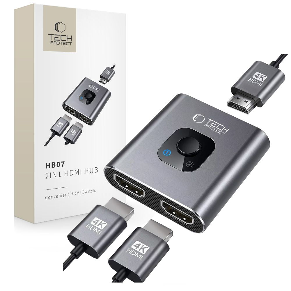 Switch Video HDMI Tech-Protect HB07, Cinzento