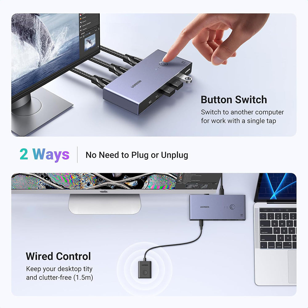 Switch Video UGREEN CM692, Cinzento