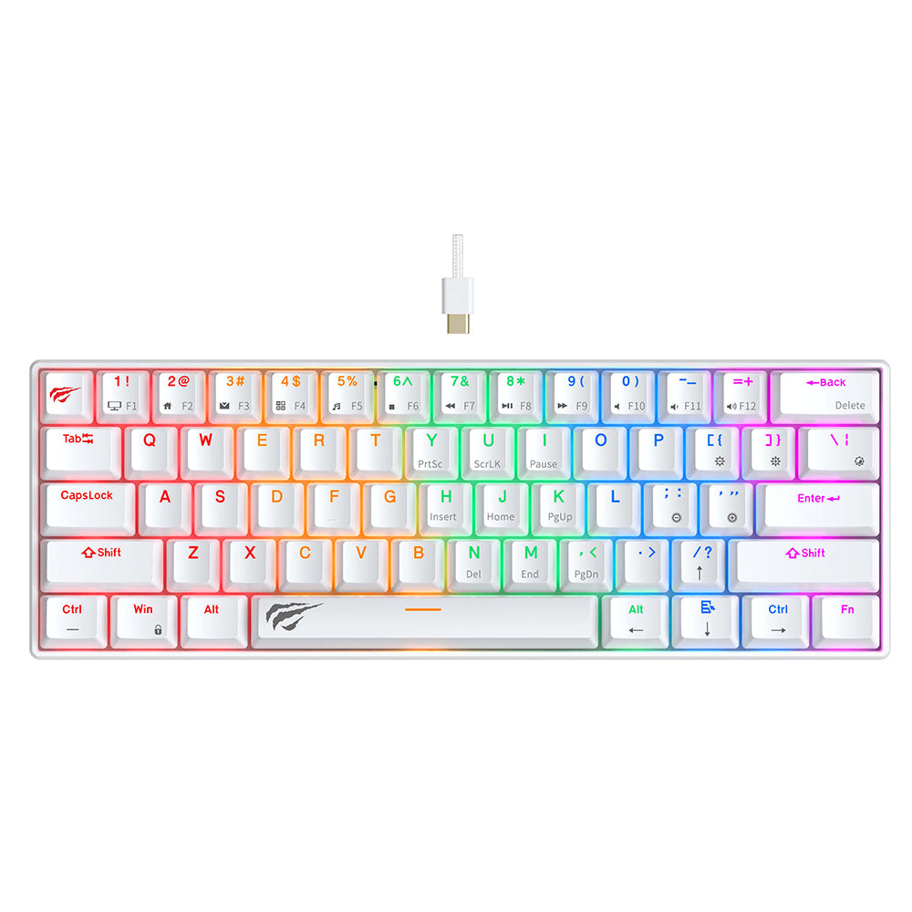 Teclado Gaming HAVIT KB903L, RGB, 1.8m, Branco