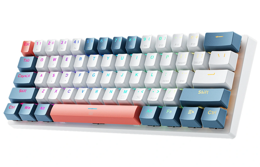 Teclado Gaming Com Fios USB Machenike K500-B61 Mecânico, RGB, Retroiluminação Vermelha, Branca Azulada