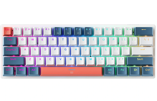 Teclado Gaming Com Fios USB Machenike K500-B61 Mecânico, RGB, Retroiluminação Vermelha, Branca Azulada