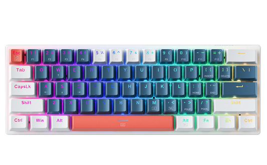 Teclado Gaming com Fio USB Machenike K500-B61 Mecânico, RGB, Retroiluminação Castanho, Azul Branco