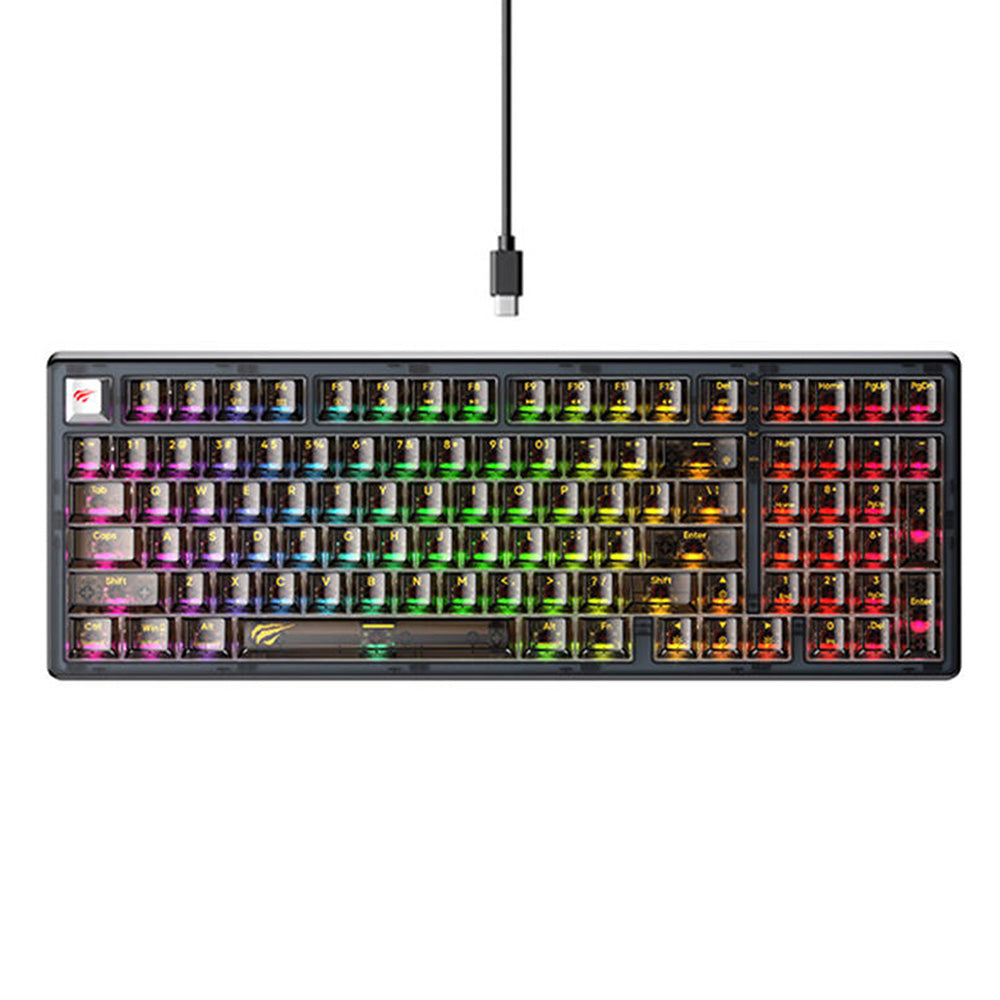 Teclado Gaming Wired USB HAVIT KB875L, RGB, 1.8m, Transparência Negra