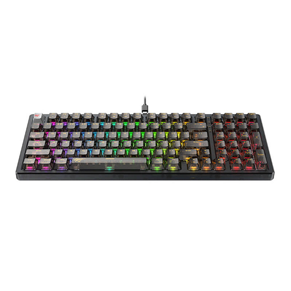 Teclado Gaming Wired USB HAVIT KB875L, RGB, 1.8m, Transparência Negra
