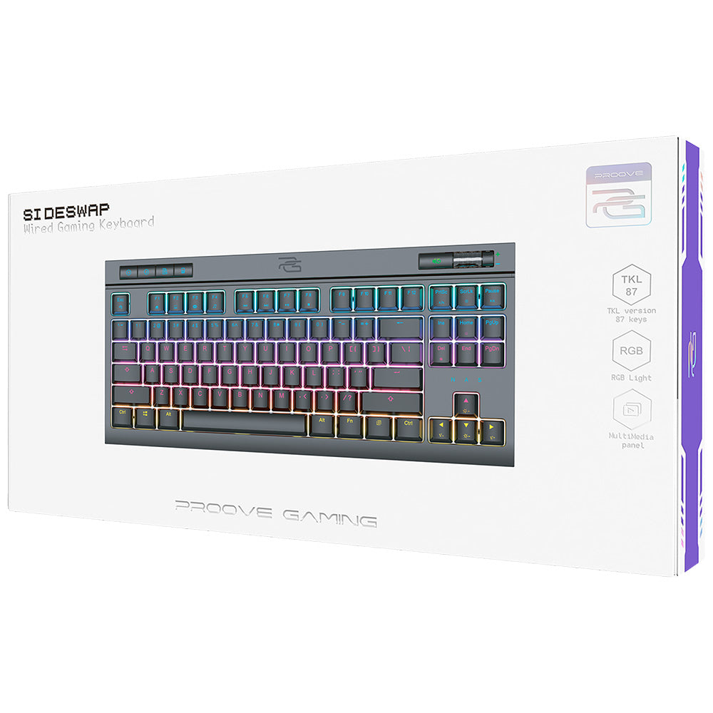 Teclado Gaming Wired USB Proove Sideswap, RGB, 1.5m, Preto CKSIEN00022401