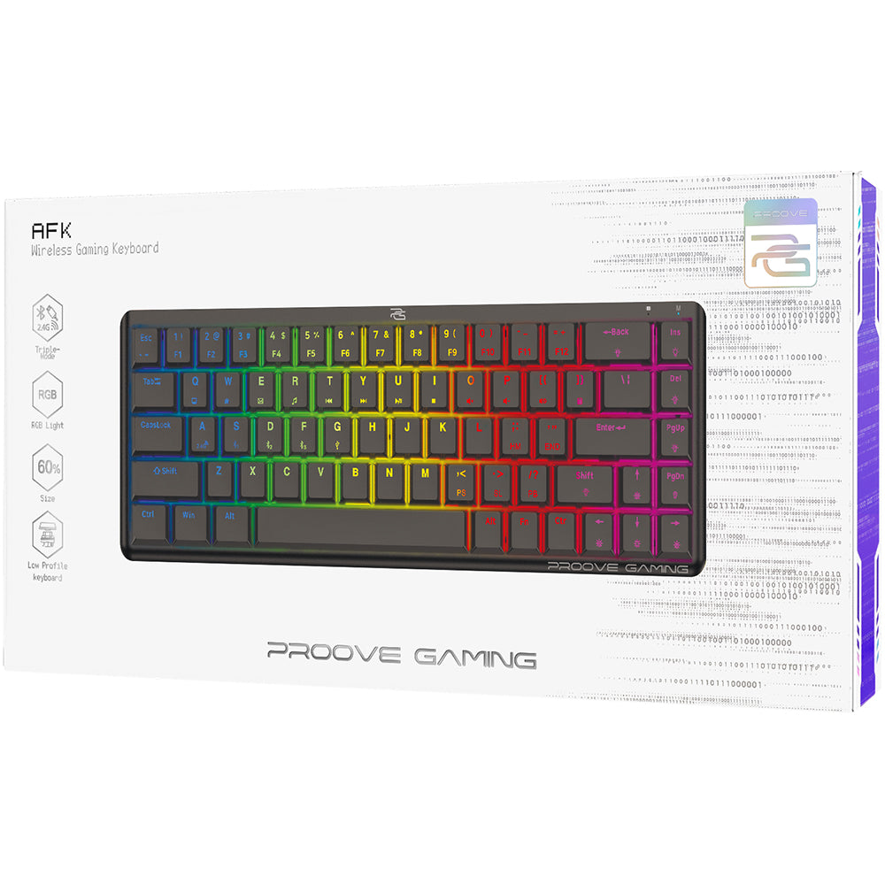 Teclado Gaming Wireless Proove AFK, RGB, BT / Wi-Fi / Com fios, 1.5m, Preto WKAFKEN22001