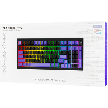 Teclado Gaming Wireless Proove Slicker Pro, RGB, BT / Wi-Fi / Com fio, 1.8m, Preto WKSLPEN22416