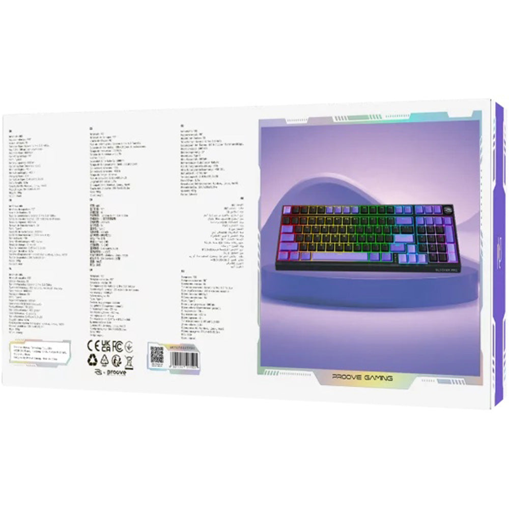 Teclado Gaming Wireless Proove Slicker Pro, RGB, BT / Wi-Fi / Com fio, 1.8m, Preto WKSLPEN22416