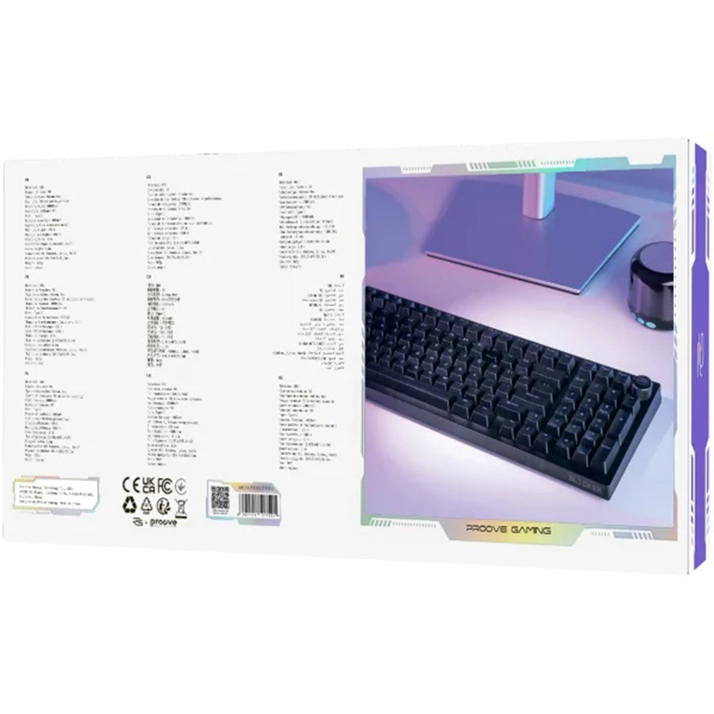 Teclado Gaming Wireless Proove Slicker, RGB, BT / Wi-Fi / Com fios, 1.8m, Preto WKSLEN00022401