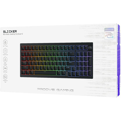 Teclado Gaming Wireless Proove Slicker, RGB, BT / Wi-Fi / Com fios, 1.8m, Preto WKSLEN00022401