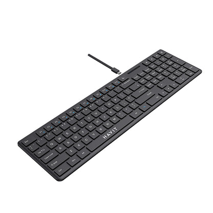 Teclado Wired USB HAVIT KB252, USB-C, 1.5m, Preto