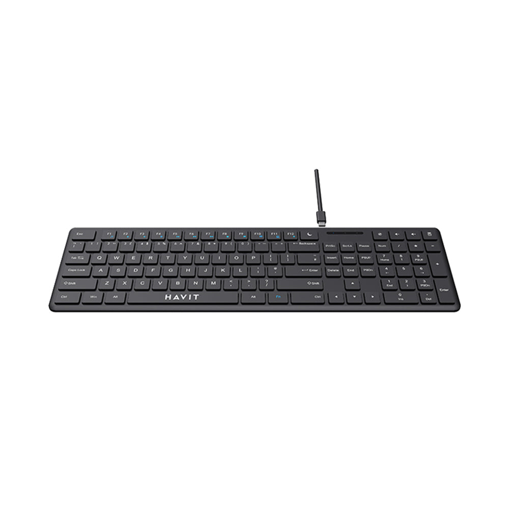 Teclado Wired USB HAVIT KB252, USB-C, 1.5m, Preto