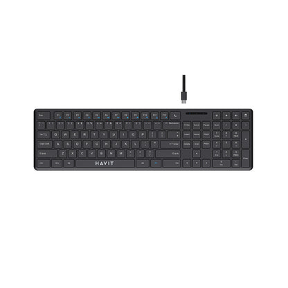 Teclado Wired USB HAVIT KB252, USB-C, 1.5m, Preto