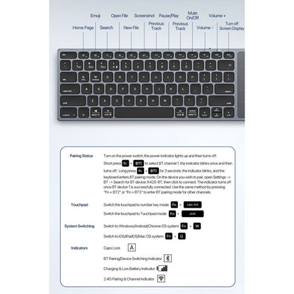 Teclado Wireless DUX DUCIS LK, BT / Wi-Fi, Branco