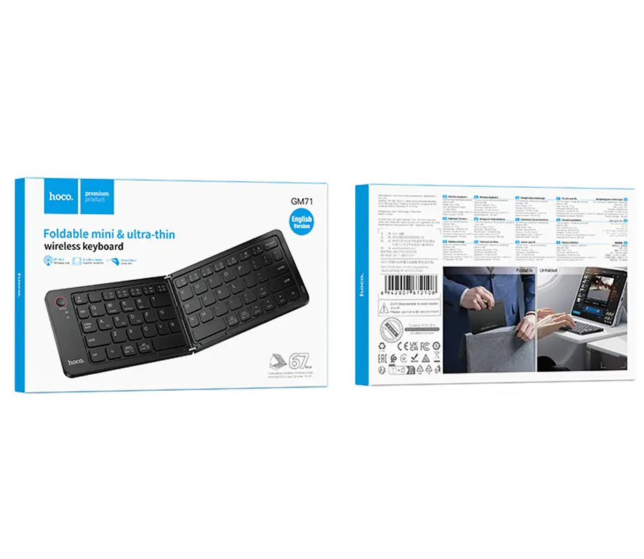 Teclado Dobrável Bluetooth HOCO GM71 Foldable, Preto