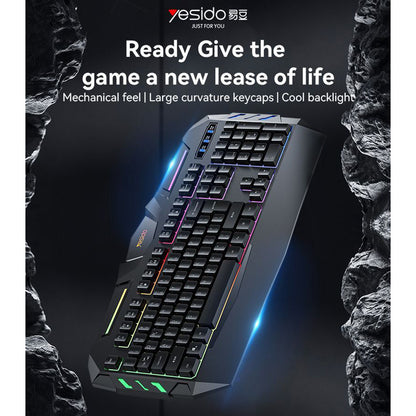 Teclado Wireless Yesido KB21, RGB, 1.5m, Preto