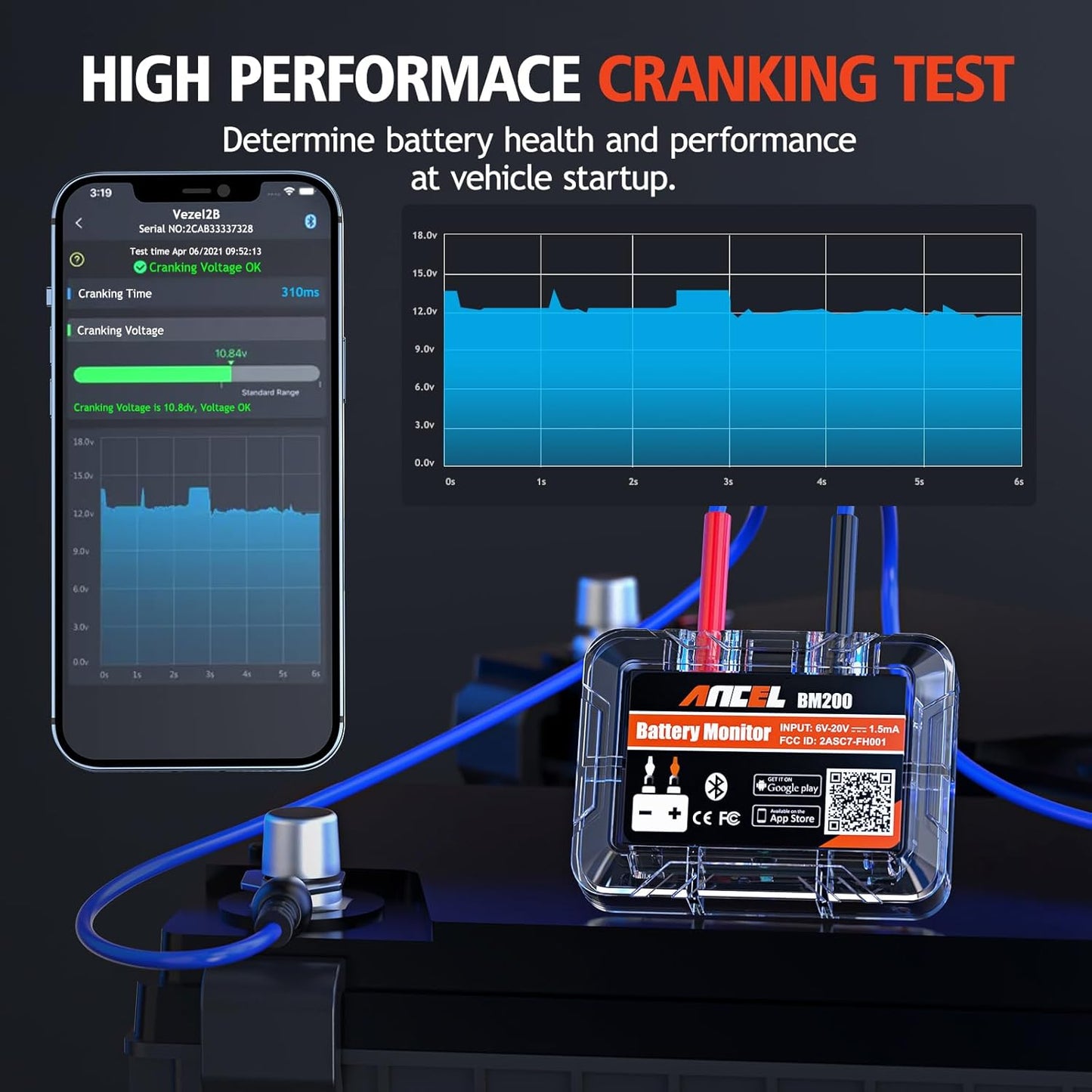 Tester Bluetooth Monitorização Bateria Automóvel Ancel BM200