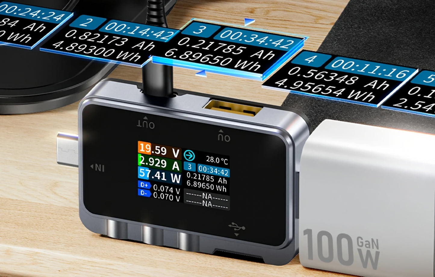 Tester de Serviço Fnirsi FNAC-28, USB-A / USB-C