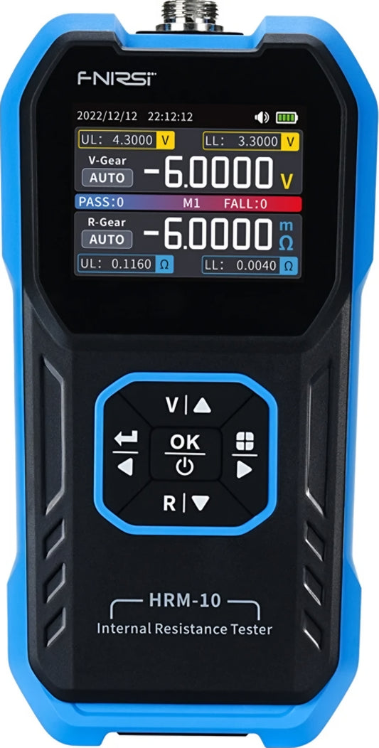 Tester de Serviço Fnirsi HRM-10 para medição da resistência interna e tensão da bateria / acumulador