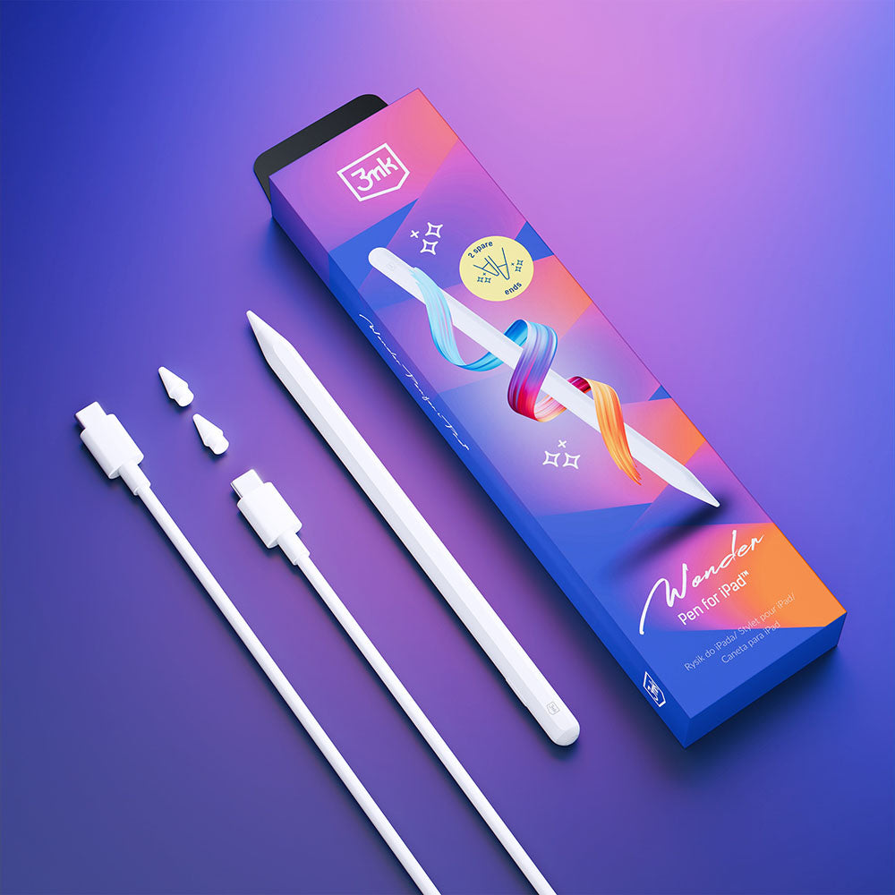 Touch Pen 3MK Wonder para Apple iPad, Versão Ativa, Branco