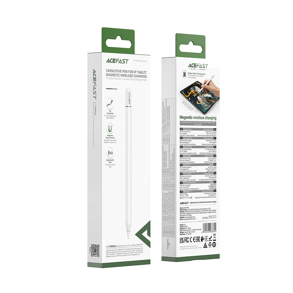Touch Pen Acefast V3 para iPad, Versão Ativa, Branco