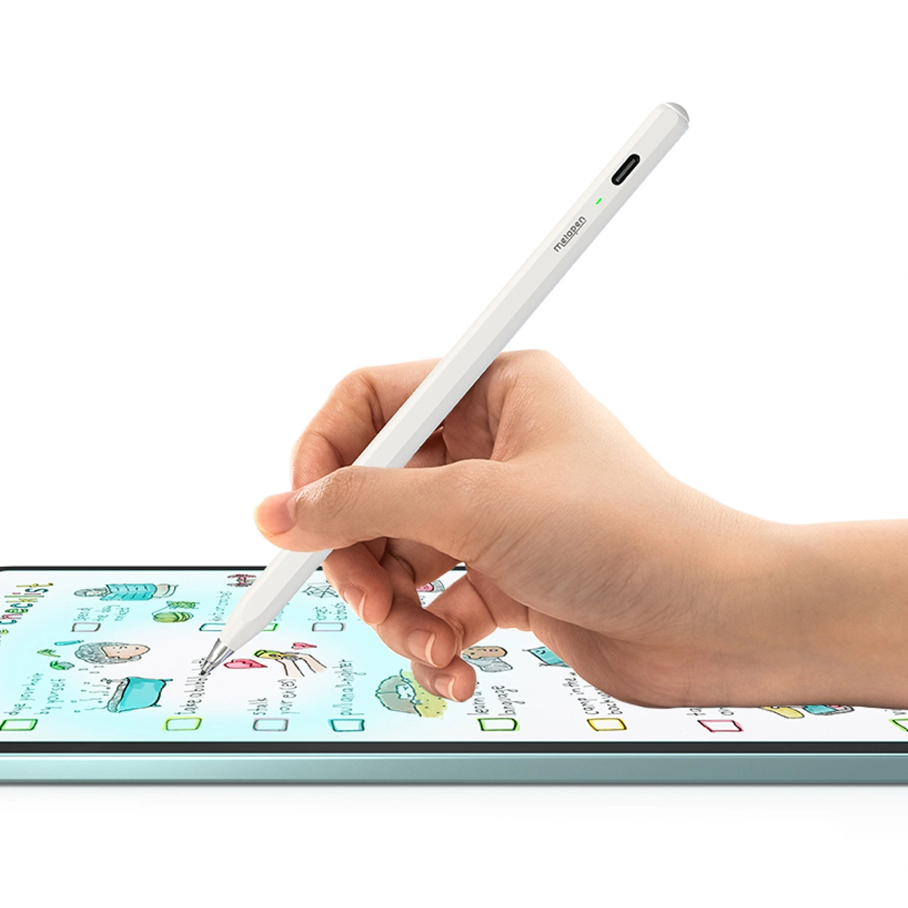 Caneta Touch Metapen Air8 Pro para Apple iPad, Versão Ativa, Branco ME-APP172