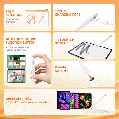 Touch Pen Techsuit AC10-CP para Apple iPad, Versão Ativa, Branco