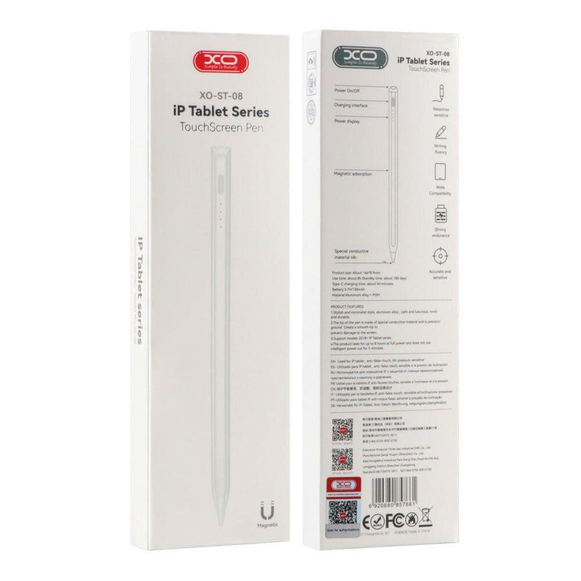 Touch Pen XO Design ST-08 para Apple iPad, Versão Ativa, Branco