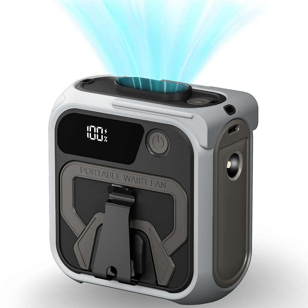 Ventilador Portátil Techsuit Z13 com bateria externa 10000mAh, Cinzento