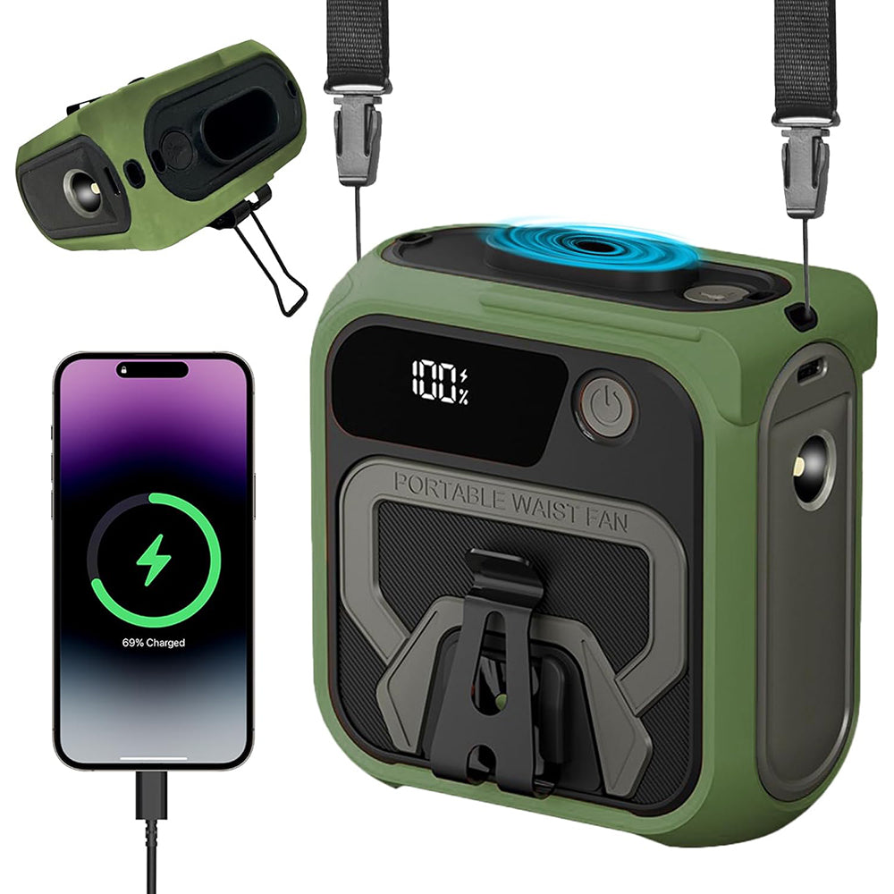 Ventilador Portátil Techsuit Z13 com bateria externa 10000mAh, Verde